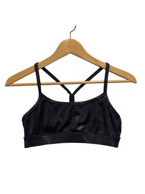 Paragon Shimmer Strappy Sports Bra Black Metallic Size S